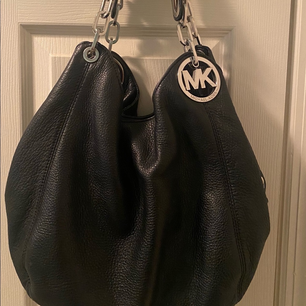 Michael Kors Black Leather Hobo Handbag